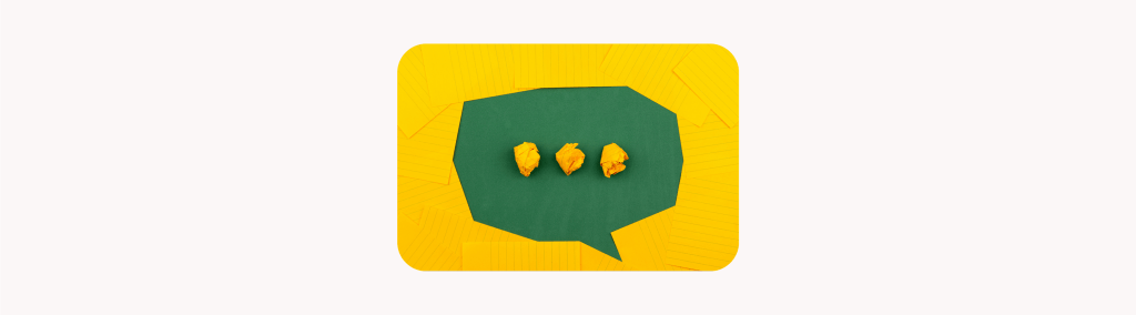 Speech bubble in green and yellow